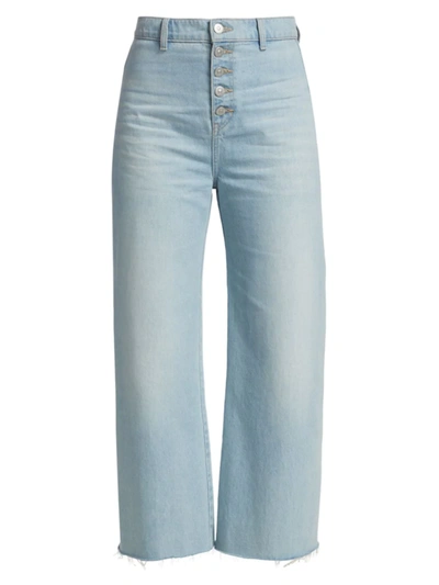 Shop Veronica Beard Women's Grant Wide-leg Raw-edge Jeans In Aire