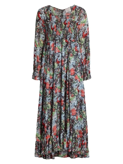 Shop Cinq À Sept Women's Leigh Painterly High-low Midi-dress In Powder Blue Multi