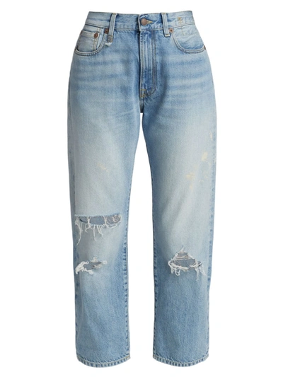 Shop R13 Women's Boyfriend High-rise Straight-leg Jeans In Stevie Blue