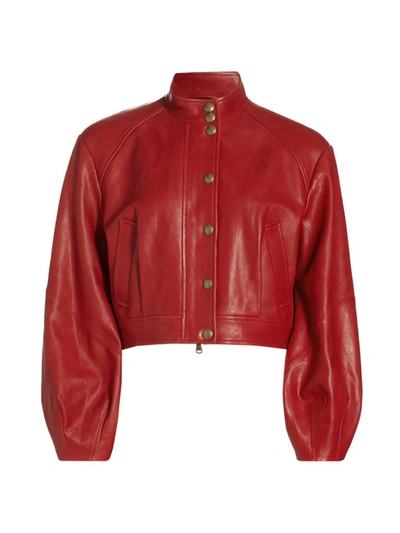 Shop Veronica Beard Women's Edra Leather Dickey Jacket In Vintage Red