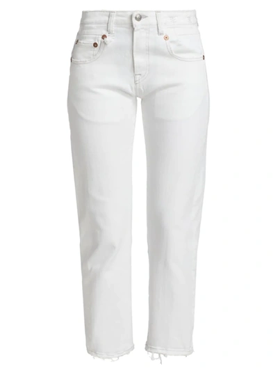 Shop R13 Women's Boy Straight-leg Cropped Jeans In Bale White