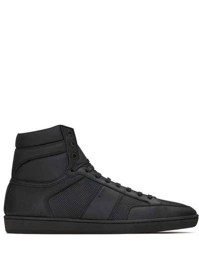 Shop Saint Laurent High-top Leather Sneakers In Schwarz