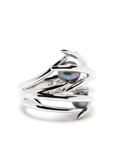 Shaun Leane Hook Black Pearl Ring In Silber