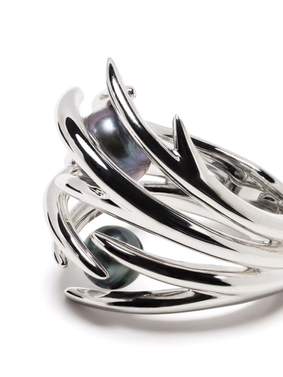 Shaun Leane Hook Black Pearl Ring In Silber