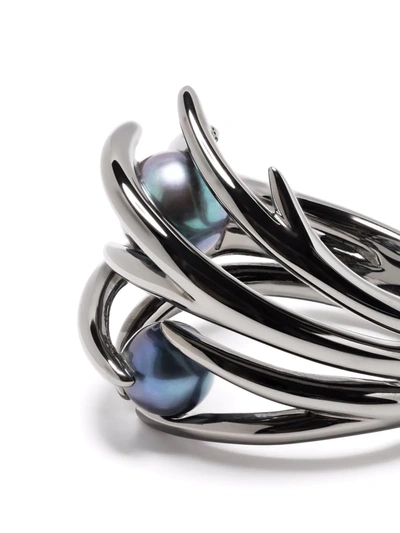 Shaun Leane Hooked Black Pearl Ring In Schwarz