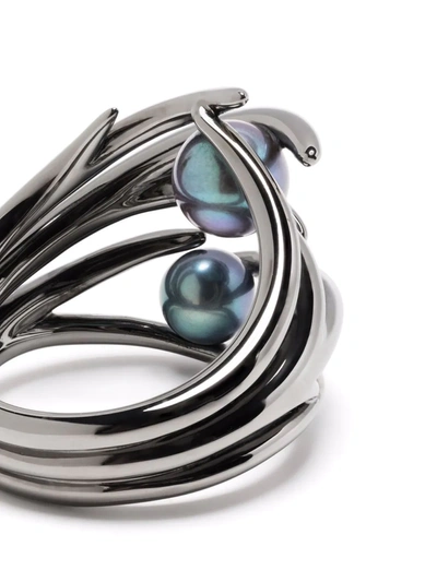 Shaun Leane Hooked Black Pearl Ring In Schwarz