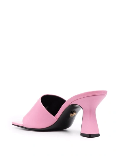 Shop Versace Medusa-head Leather Mules In Rosa