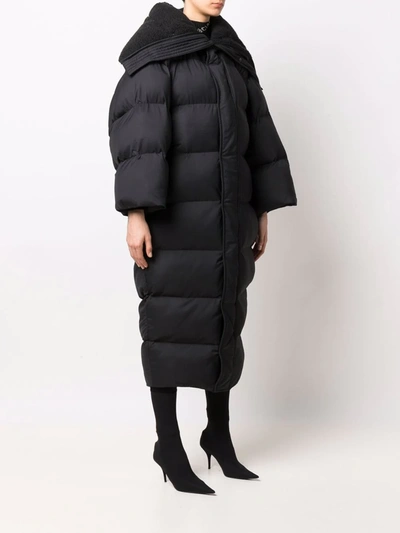 Shop Balenciaga Hooded Long Puffer Coat In Schwarz