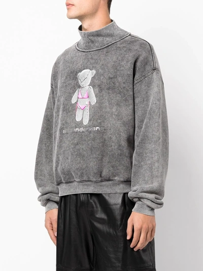 Shop Alexander Wang Teddy Bear Mock-neck Sweatshirt In Grau