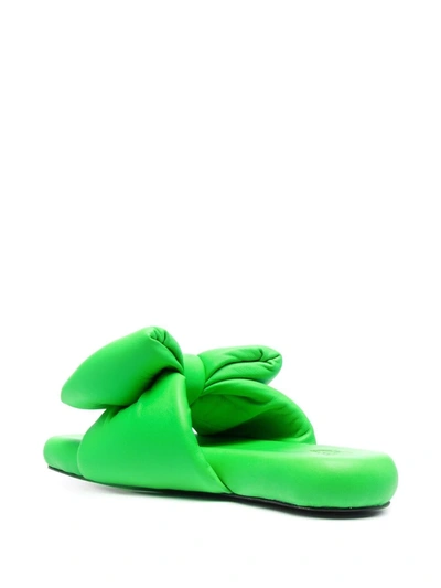 Shop Off-white Bow-detail Slippers In Grün