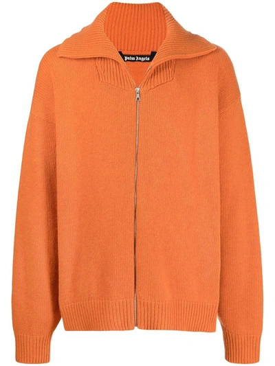 Shop Palm Angels Unknown Location Zipped Cardigan In Orange