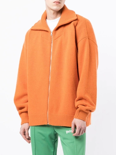 Shop Palm Angels Unknown Location Zipped Cardigan In Orange