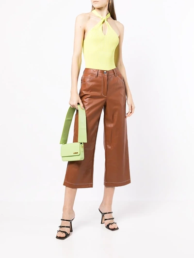 Shop Staud Domino Cropped Wide Leg Trousers In Braun