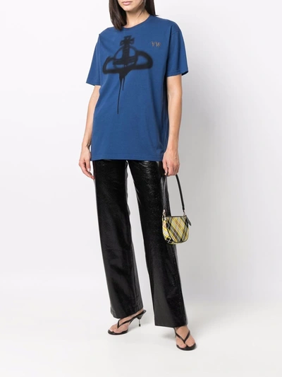Shop Vivienne Westwood Spray Orb-print Organic Cotton T-shirt In Blau