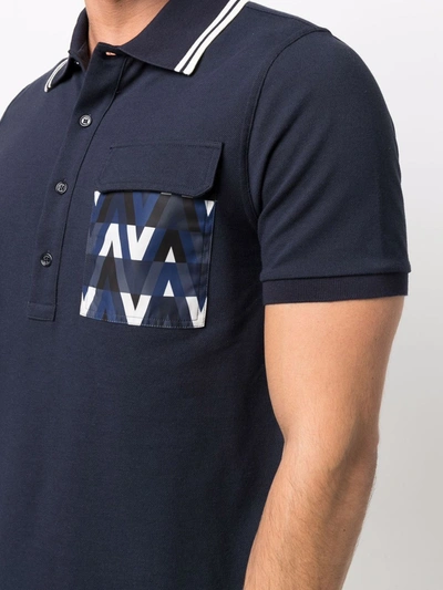 Shop Valentino Optical-print Pocket Polo Shirt In Blau