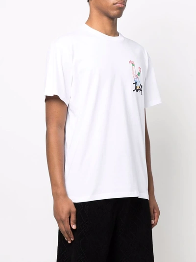 Shop Jw Anderson Embroidered-logo Cotton T-shirt In Weiss