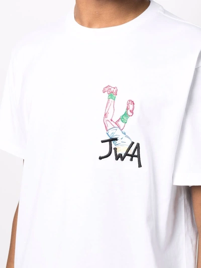 Shop Jw Anderson Embroidered-logo Cotton T-shirt In Weiss