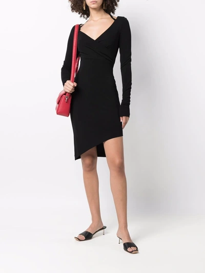 Off-white Halterneck-strap Asymmetric Dress In Schwarz