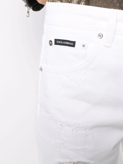 Shop Dolce & Gabbana Distressed Boyfriend Jeans In Weiss