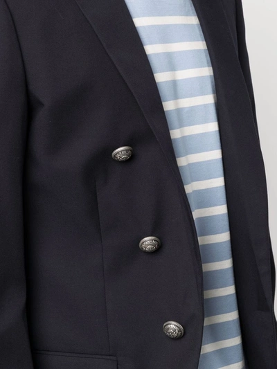 Shop Balmain Double-breasted Tailored Blazer In Blau