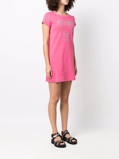 Shop Moschino Logo-print T-shirt Dress In Rosa