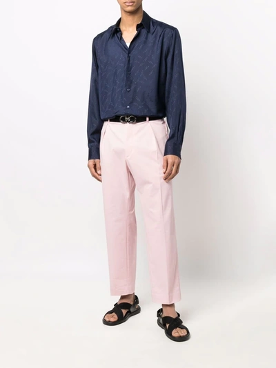 Shop Etro Cropped Straight Leg Chinos In Rosa