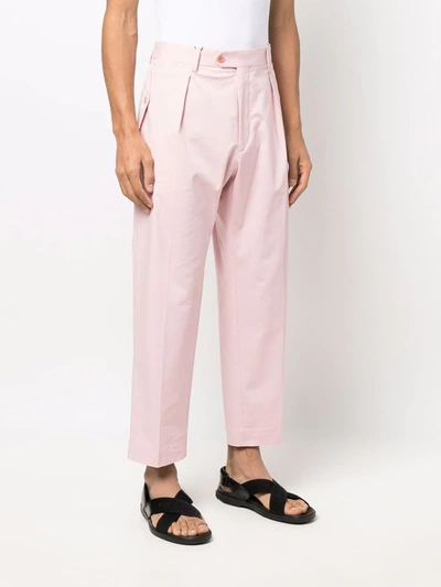 Shop Etro Cropped Straight Leg Chinos In Rosa