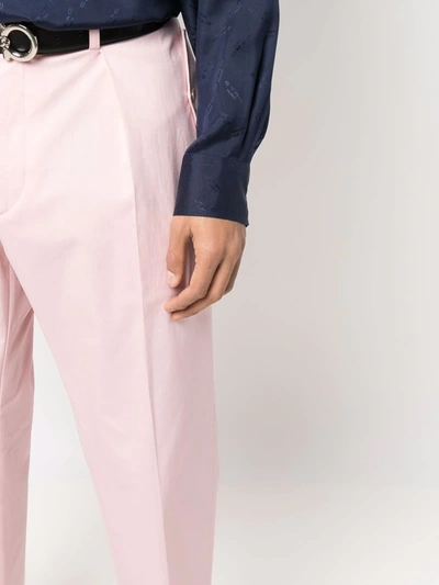 Shop Etro Cropped Straight Leg Chinos In Rosa