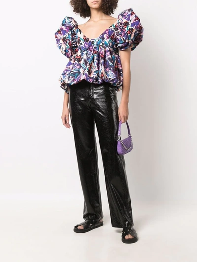 Shop Kika Vargas Chiara Butterfly-print Blouse In Violett