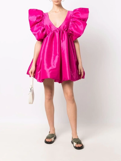 Shop Kika Vargas Adri Ruffled Mini Dress In Rosa