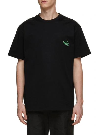 Shop Wooyoungmi Glow In The Dark W Paris Logo Cotton Jersey T-shirt In Black