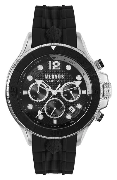 Shop Versus Volta Chronograph Silicone Strap Watch, 49mm In Stainless Steel