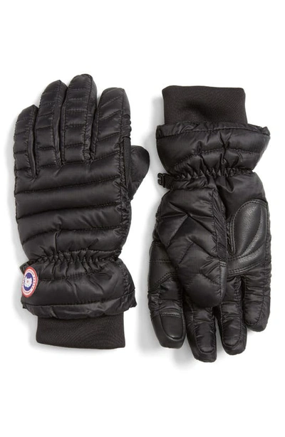 Shop Canada Goose Lightweight Quilted Down Gloves In Black