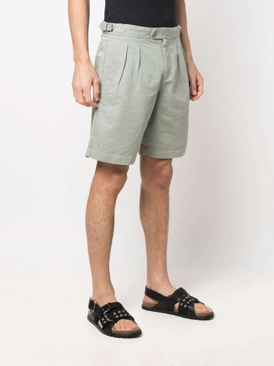 Shop Orlebar Brown Pleated Straight-leg Shorts In Grün