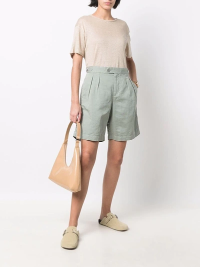 Shop Orlebar Brown Pleated Straight-leg Shorts In Grün