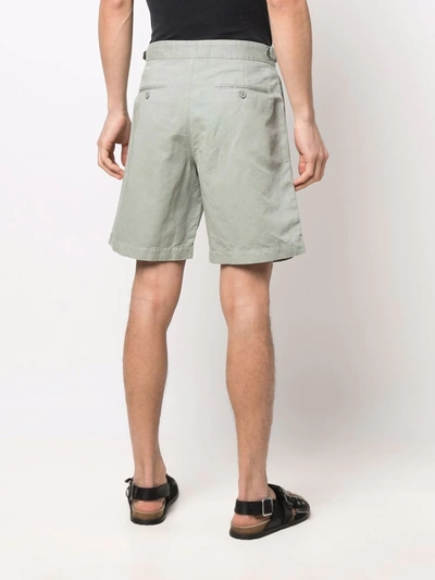 Shop Orlebar Brown Pleated Straight-leg Shorts In Grün