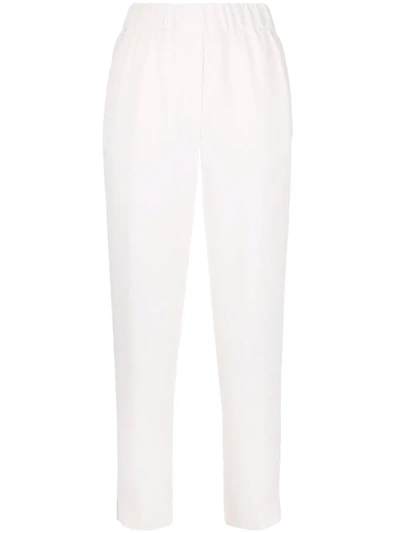 Shop Peserico Slim Cropped Trousers In Weiss