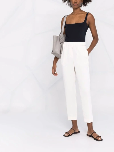 Shop Peserico Slim Cropped Trousers In Weiss