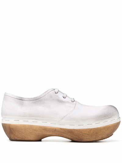 Shop Maison Margiela Wooden Sole Lace-up Shoes In White