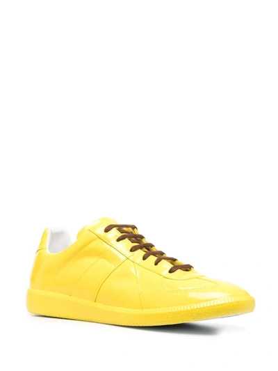 Shop Maison Margiela Replica High-shine Sneakers In Yellow