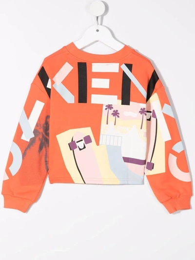Shop Kenzo Graphic-print Long-sleeve Sweatshirt In Orange