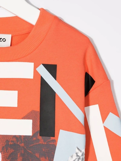 Shop Kenzo Graphic-print Long-sleeve Sweatshirt In Orange