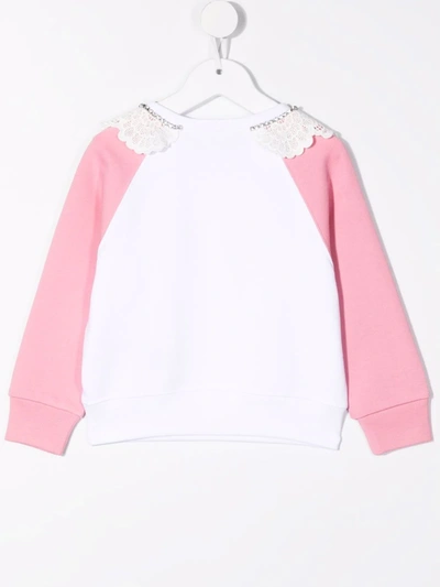 Shop N°21 Lace-trim Sweatshirt In White