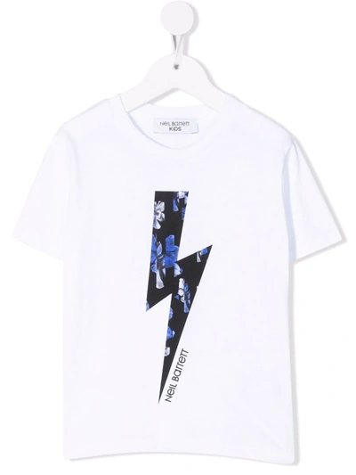 Shop Neil Barrett Lightning-bolt Print T-shirt In White