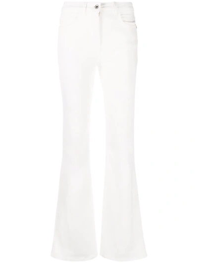 Shop Patrizia Pepe Logo Patch Flared Jeans In White