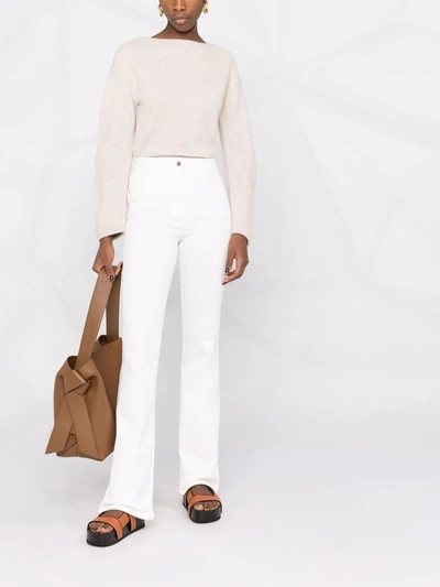 Patrizia Pepe Logo Patch Flared Jeans In White