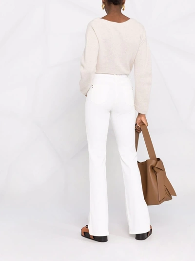Shop Patrizia Pepe Logo Patch Flared Jeans In White