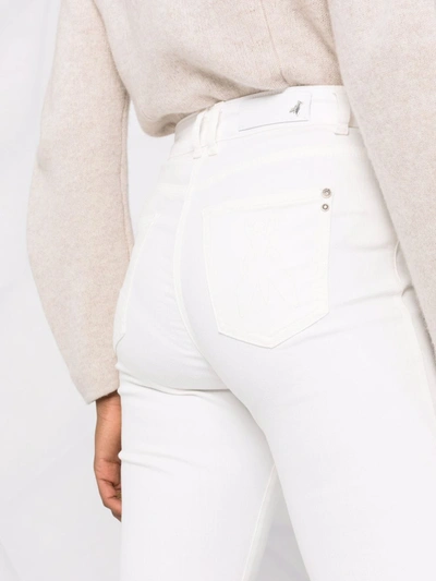 Shop Patrizia Pepe Logo Patch Flared Jeans In White