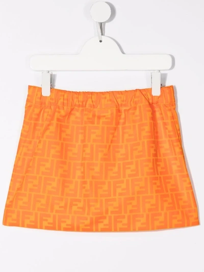 Shop Fendi Monogram-print Mini Skirt In Orange