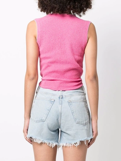 Shop Jacquemus Twisted Front Knitted Vest In Pink